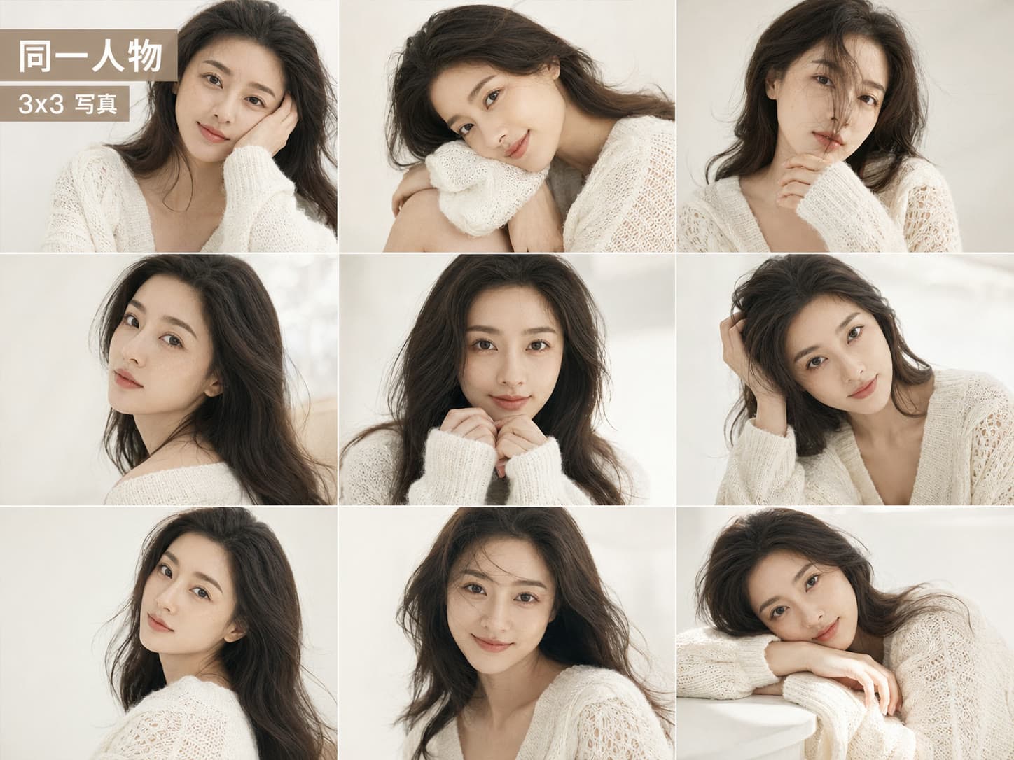 纯欲风女性九宫格写真